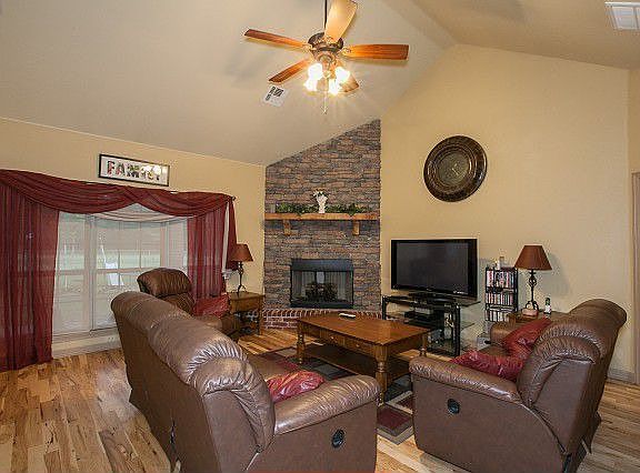 Family room with fireplace