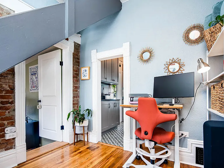 Office nook with view of kitchen