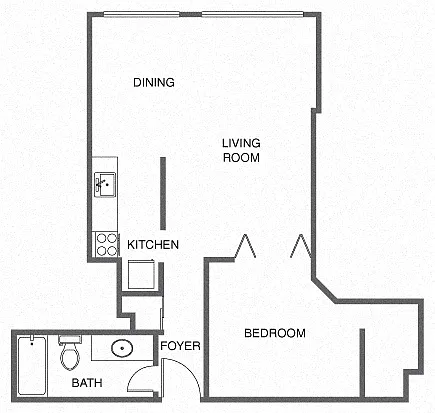 Floor plan Renovated Jr. 1 Bed, 1 Bath