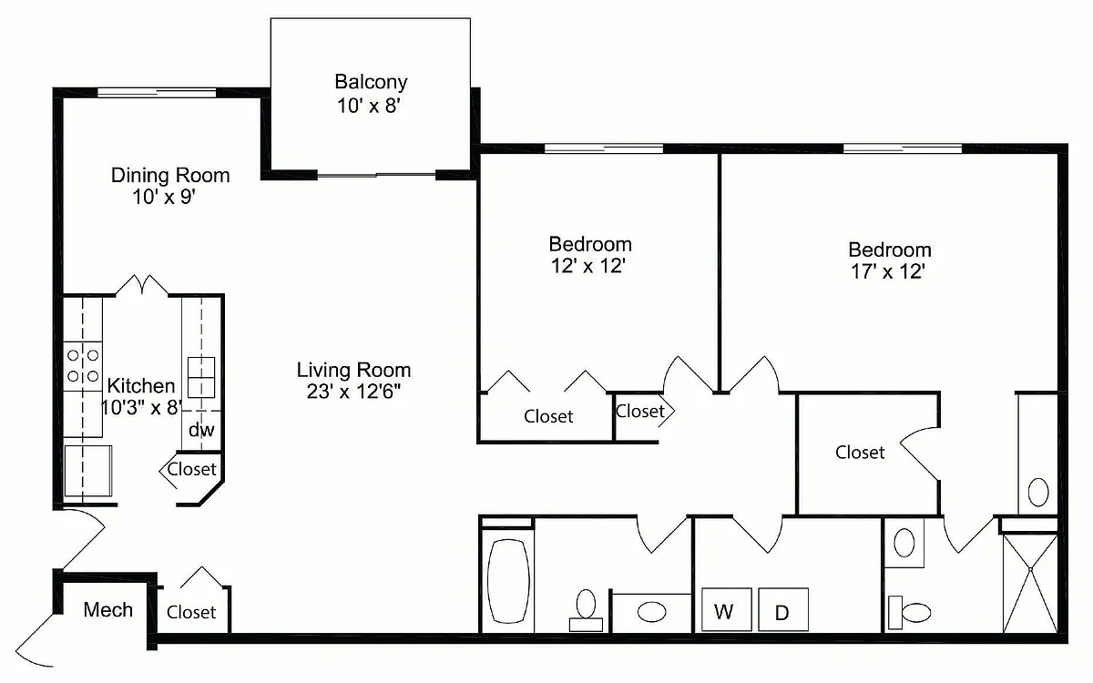 Floor plan 2 Bedroom 2 Bath