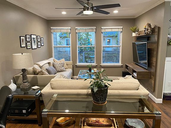 Living room with view to back deck