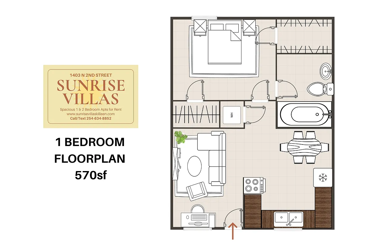 Floor plan 1BD1BA Floorplan