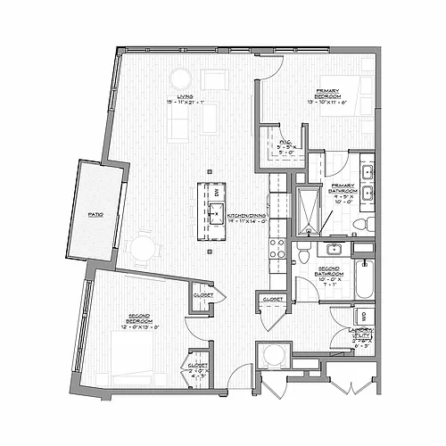 Floor plan 2 Bedroom, 2 Bathroom