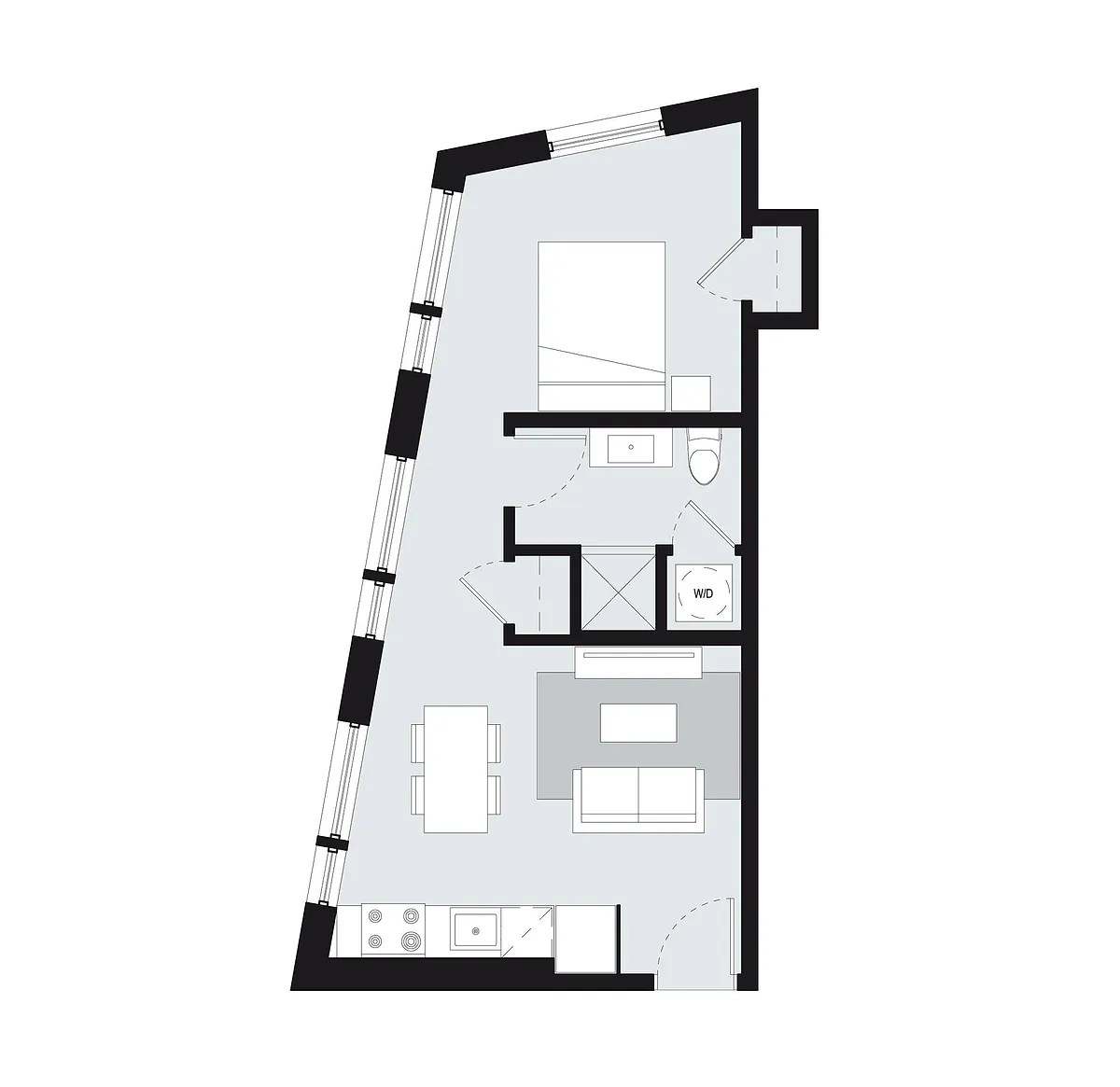 Floor plan One Bedroom Style K