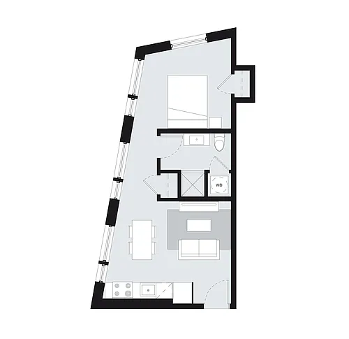 Floor plan One Bedroom Style K