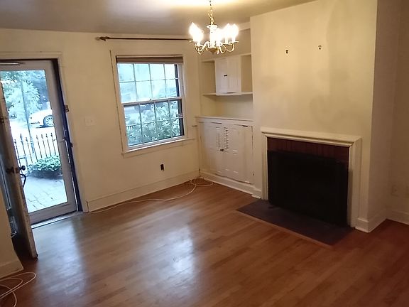 Living room with working fireplace