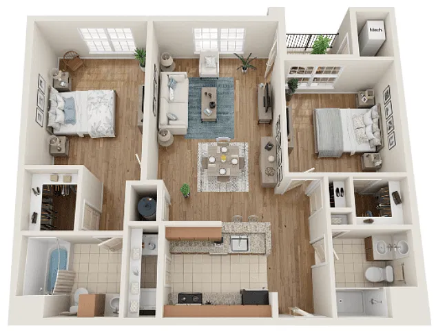 Floor plan Type N - Two Bedroom