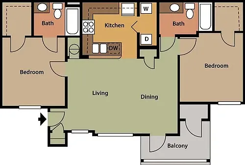 Floor plan 2 Bedroom Balcony