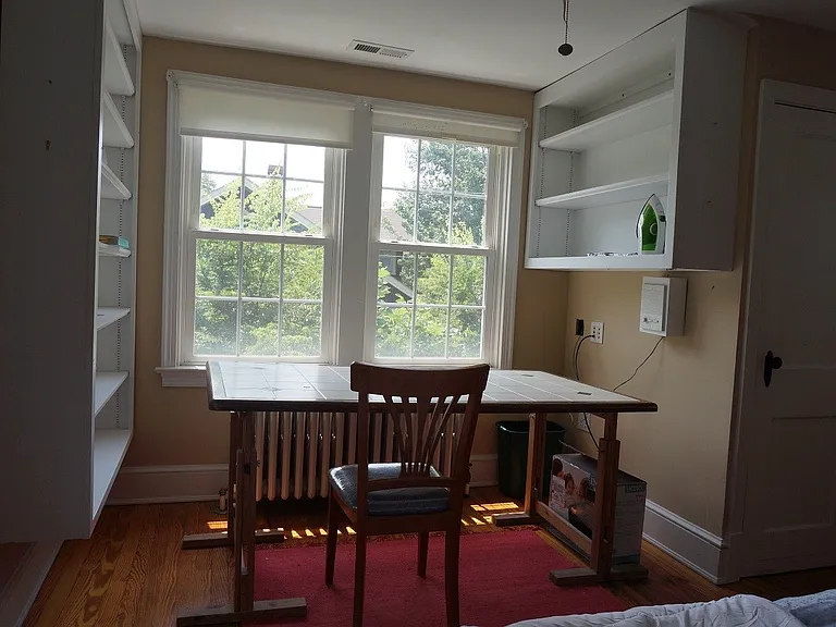Study looking south w built in shelves