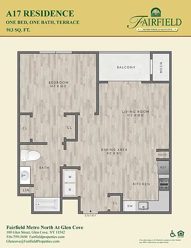 Floor plan A17 North FR 1 Bedroom|1 Bath /Balcony