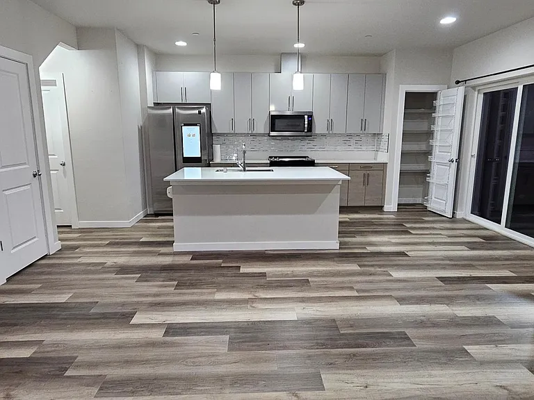 First floor Living room with open kitchen