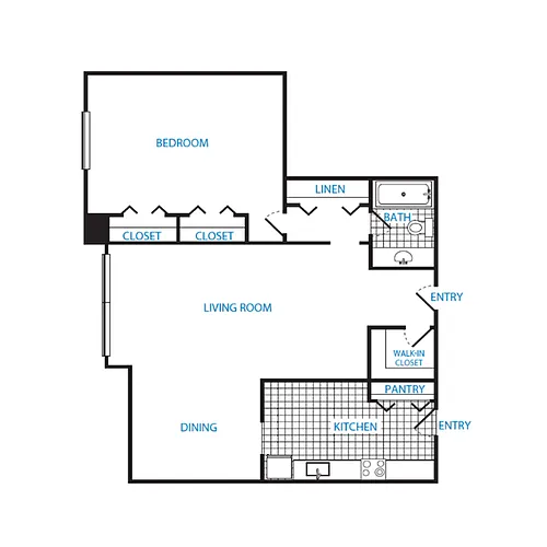 Floor plan 1 Bedroom, 1 Bath 929 SF A4