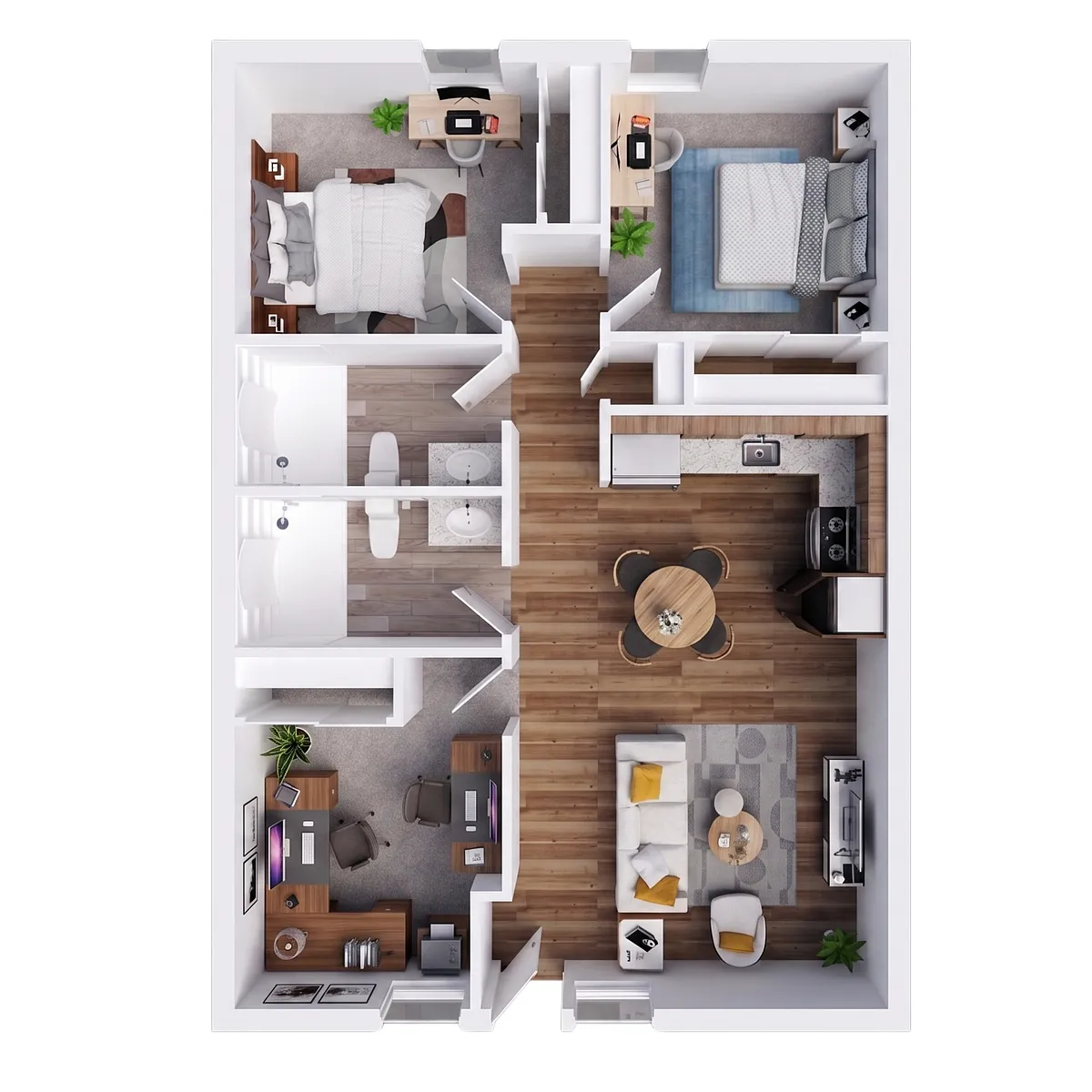 Floor plan 2BR/2BA - DEN
