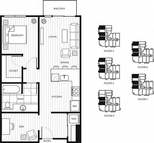 Floor plan 1x1+D A