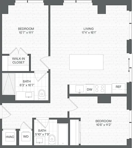 Floor plan 2 Bed/2 Bath-BE