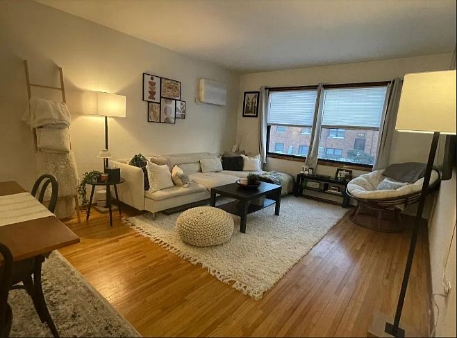 Living room with all hardwood flooring