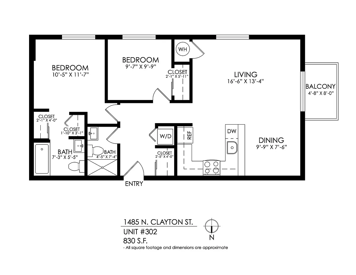 Floor plan 1 Bedroom, 1 Bath