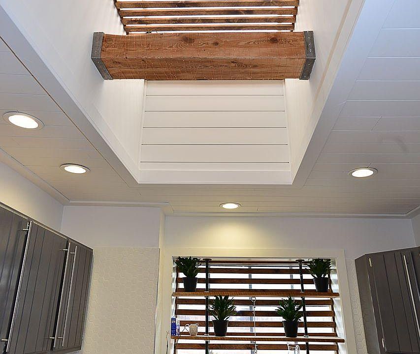 High ceiling with skylight in kitchen