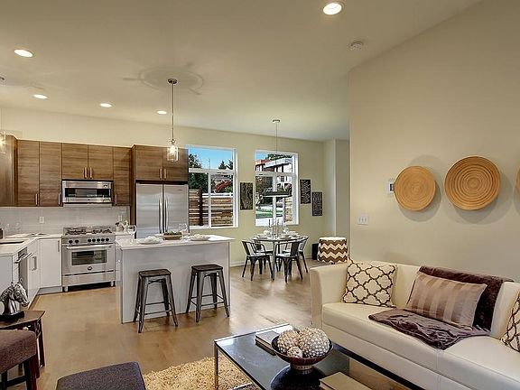 Living area and kitchen