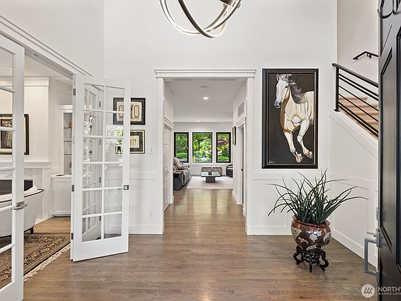 Gorgeous site-finished hardwood floors extend throughout the main level.>