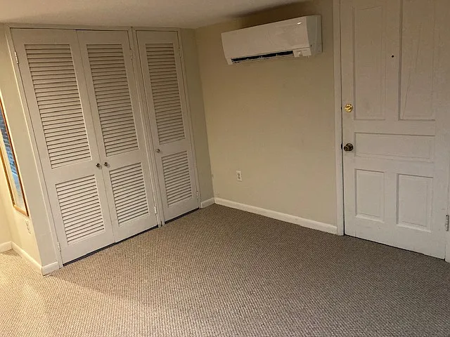 BR closet, Mini-split, exit door in view.