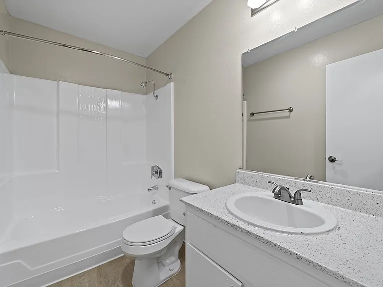 Apartment bathrooms at Strada Apartments in Orange, CA