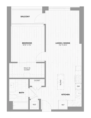 Floor plan 1 Bed/1 Bath-X13
