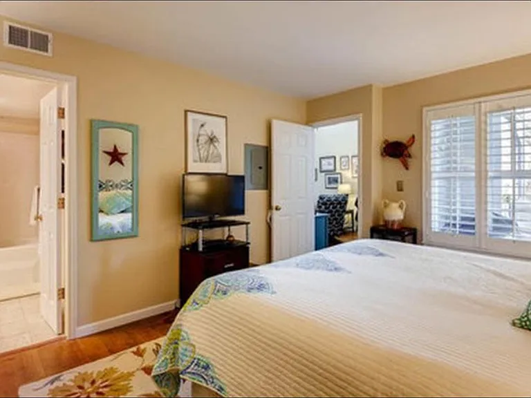 Main floor master bedroom with walk-in closet and bathroom with shower/tub
