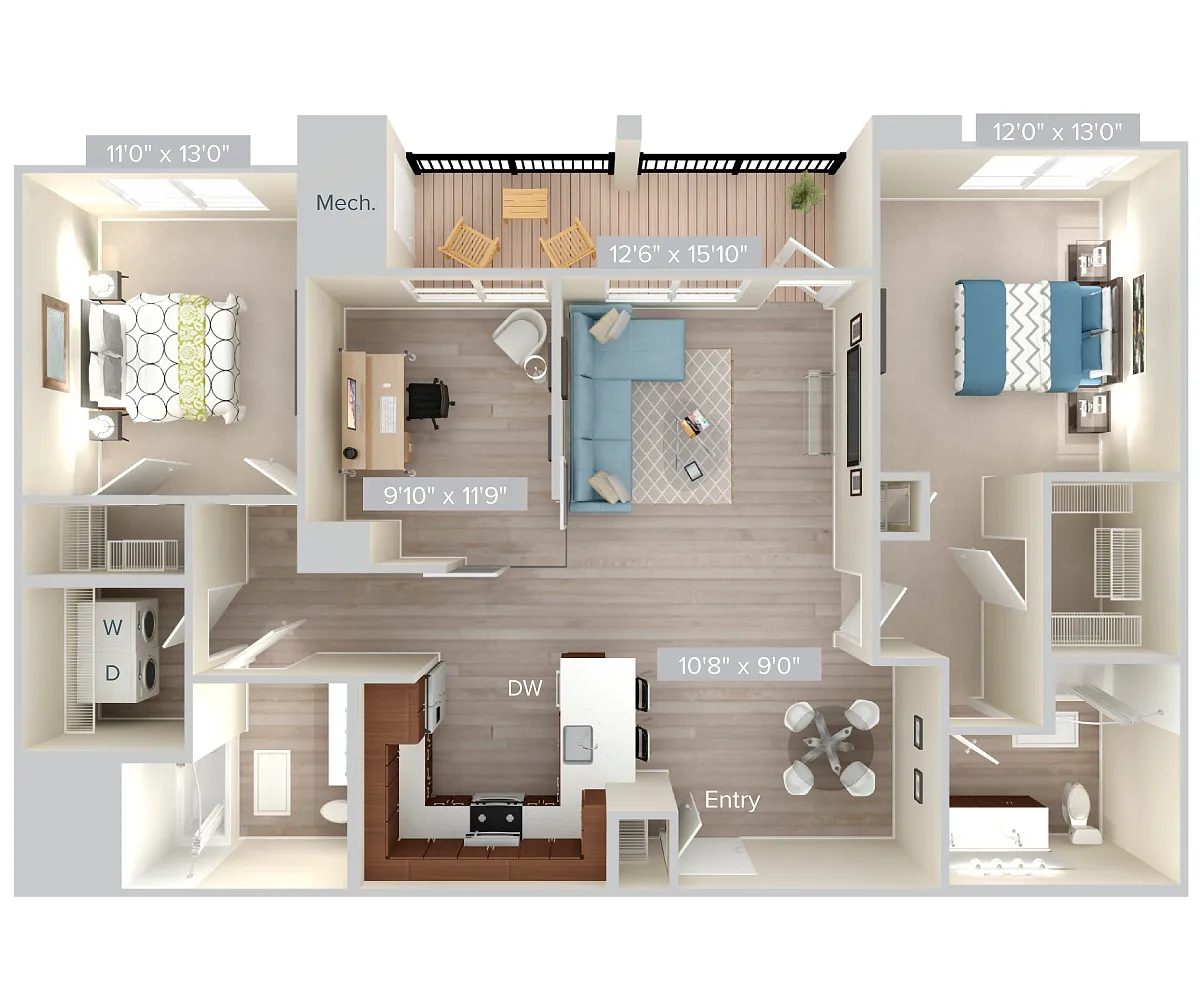Floor plan B11D-1313-wood