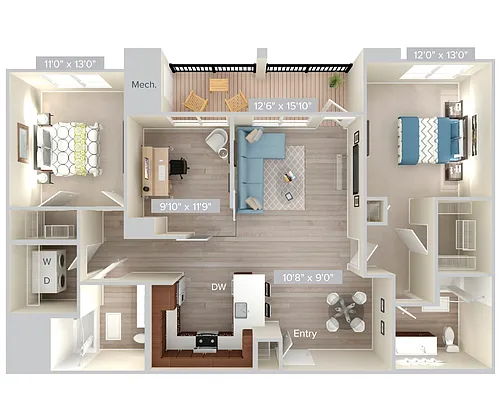 Floor plan B11D-1313-wood