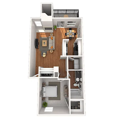 Floor plan Traditional 1x1 846-875 SF