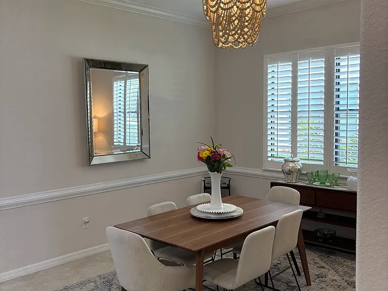Dining room with beautiful lighting