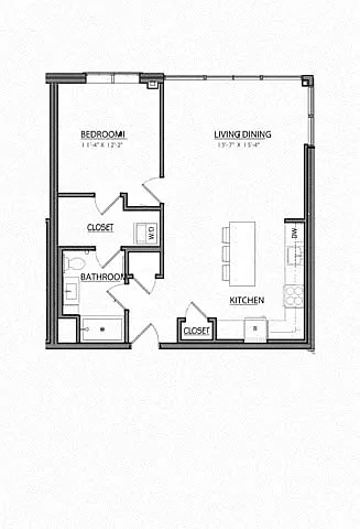 Floor plan Block A1AG | 1 Bed | 1 Bath