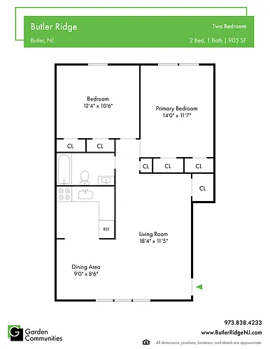 Floor plan $2.62/sq.ft. - Two Bedroom