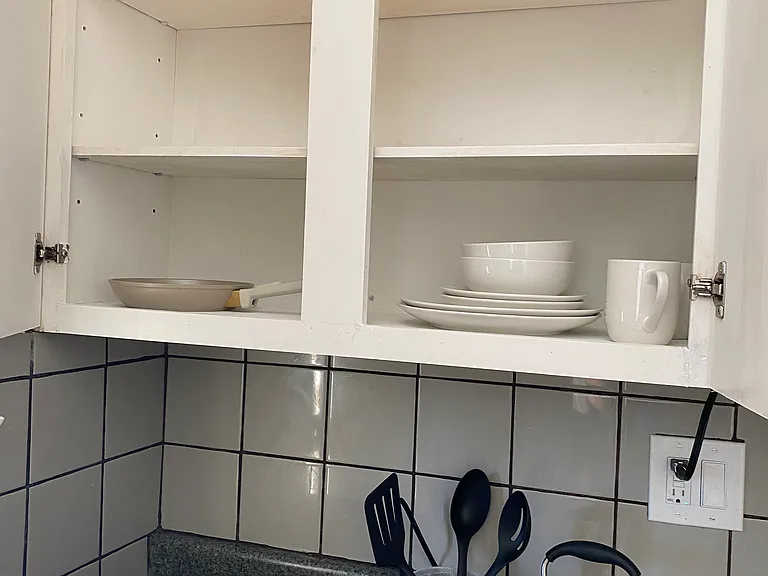 dishes included if rented furnished with 2 set of silverware and cooking spoons