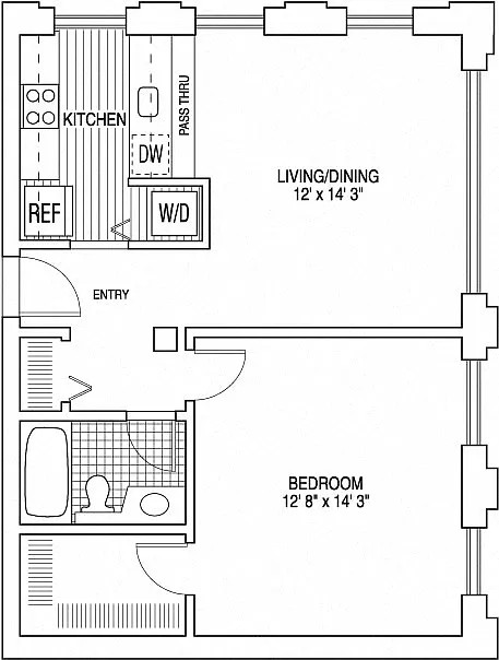 Floor plan 1 Bed 1 Bath