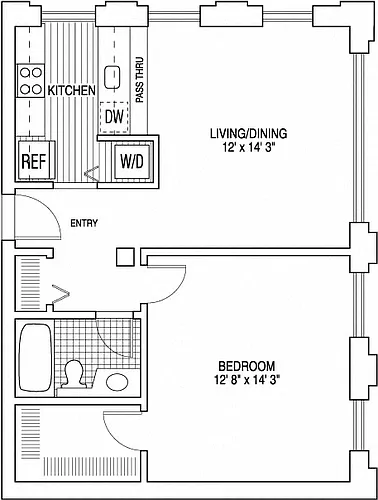 Floor plan 1 Bed 1 Bath