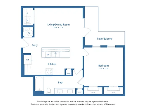 Floor plan A8 | 1 Bed | 1 Bath