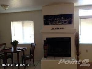 Fireplace in living room & dining area