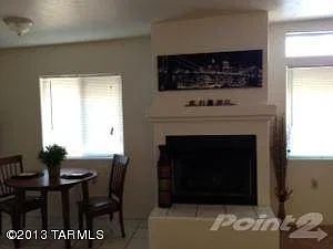 Fireplace in living room & dining area