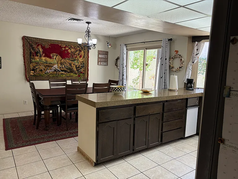 View of the dining area from the kitchen