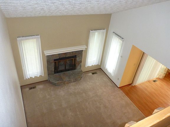 View down from balcony to LR