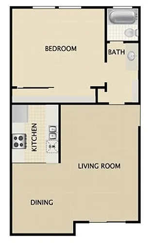 Floor plan 1 BEDROOM 1 BATH 752 sq. ft