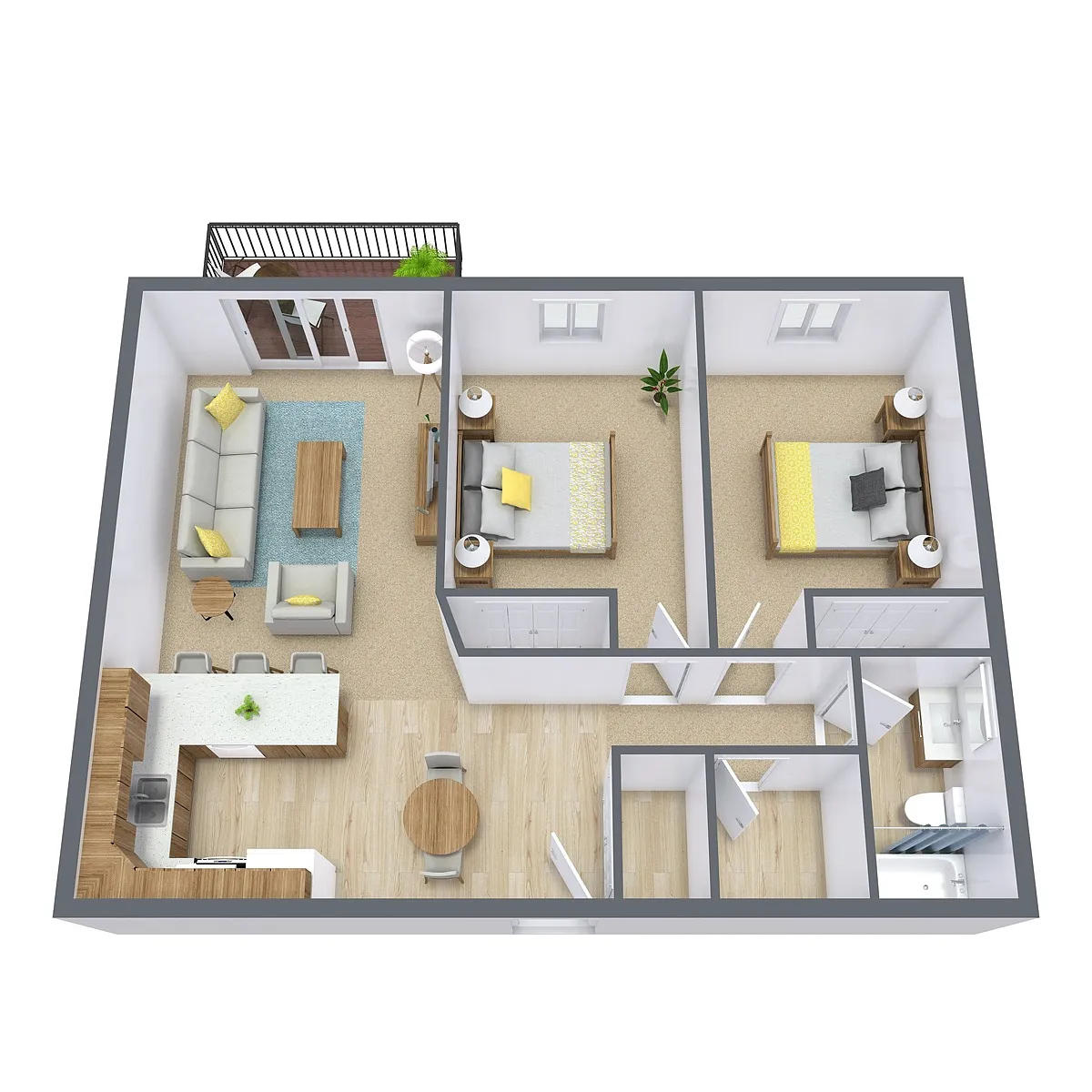 Floor plan Two Bedroom 21A