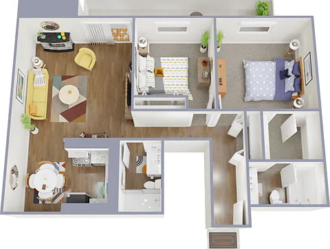 Two bedroom, 2 bath, 931 square feet Two bedroom, 2 bath, 931 square feet