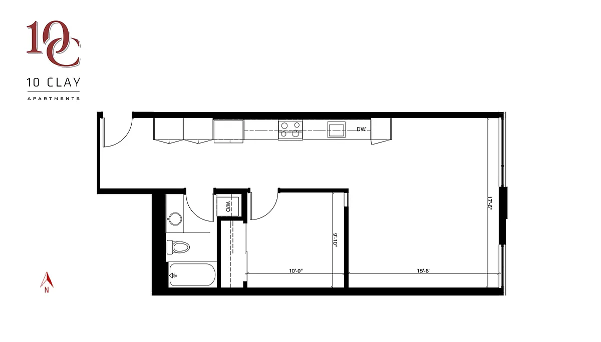 Floor plan Open 1 Bed, 1 Bath