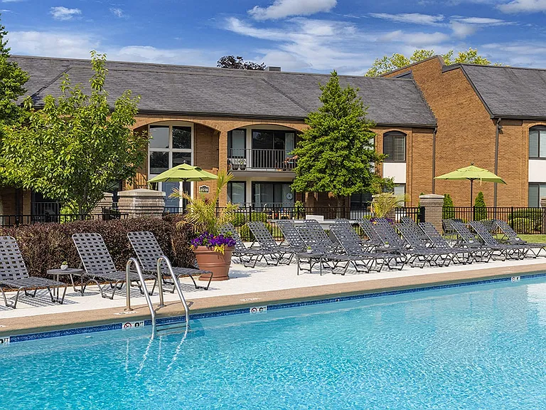 Resort-inspired pool and sundeck
