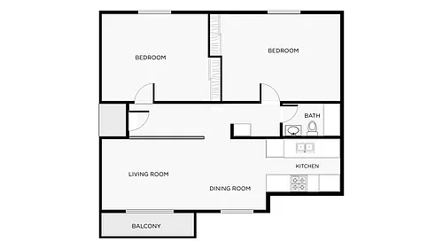 Floor plan 2 Bed 1 Bath