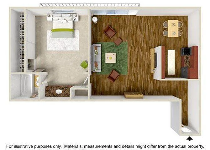 Floor plan 1 Bedroom 1 Bath