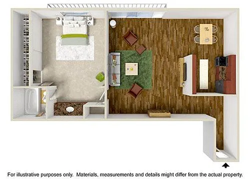 Floor plan 1 Bedroom 1 Bath